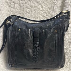 Great American Leather work black medium shoulder/crossbody bag brass hardwares